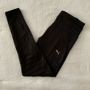 Black & Gold Mesh Detail Puma Workout Leggings